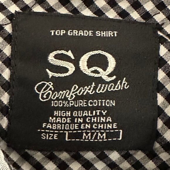 SQ Comfort Wash Men's Pearl Snap Blue Plaid Long Sleeve Shirt, Medium - Picture 2 of 5